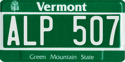 VT license plate ALP507