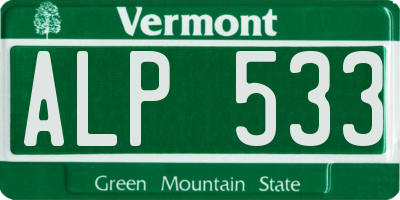 VT license plate ALP533