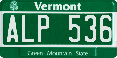 VT license plate ALP536
