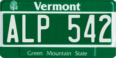 VT license plate ALP542