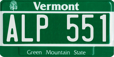 VT license plate ALP551