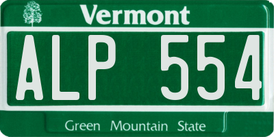 VT license plate ALP554