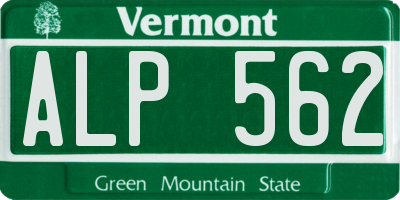 VT license plate ALP562