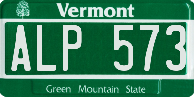 VT license plate ALP573