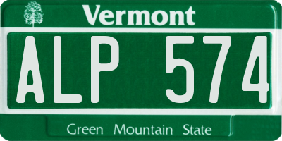 VT license plate ALP574