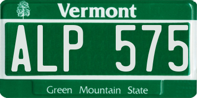 VT license plate ALP575
