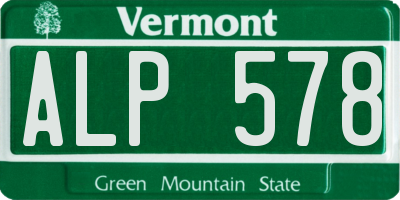 VT license plate ALP578