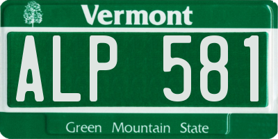 VT license plate ALP581