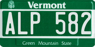 VT license plate ALP582