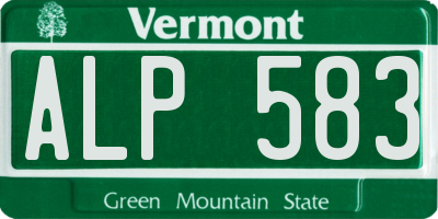 VT license plate ALP583