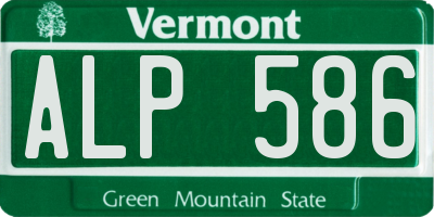 VT license plate ALP586