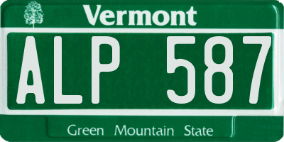 VT license plate ALP587