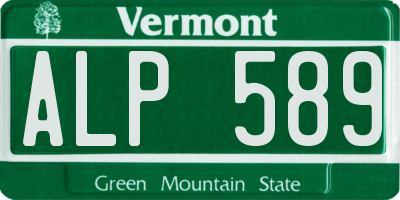 VT license plate ALP589