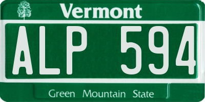 VT license plate ALP594
