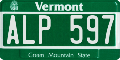 VT license plate ALP597