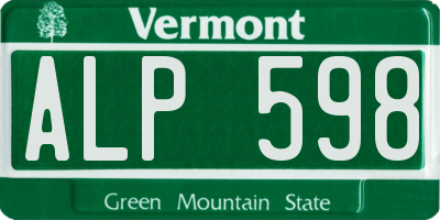 VT license plate ALP598