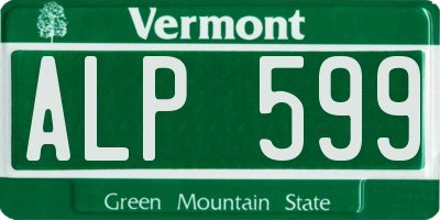 VT license plate ALP599