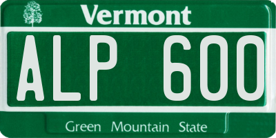 VT license plate ALP600