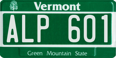 VT license plate ALP601