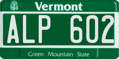 VT license plate ALP602