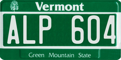 VT license plate ALP604