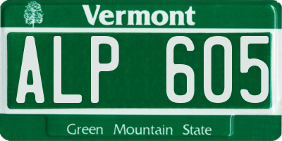 VT license plate ALP605