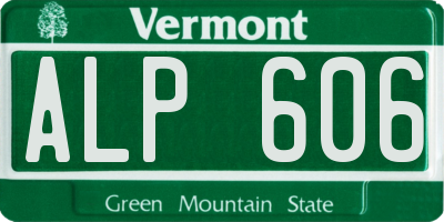 VT license plate ALP606