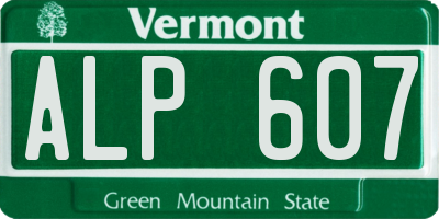 VT license plate ALP607