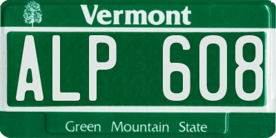 VT license plate ALP608