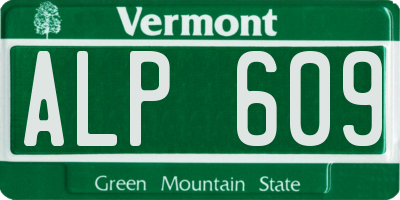 VT license plate ALP609
