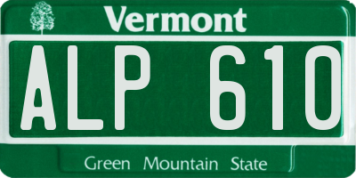 VT license plate ALP610