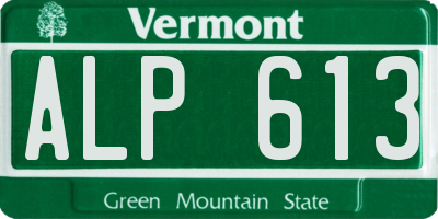VT license plate ALP613