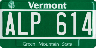 VT license plate ALP614