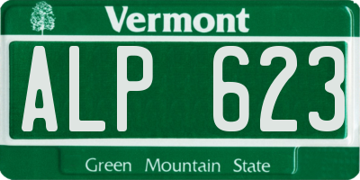 VT license plate ALP623