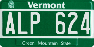 VT license plate ALP624