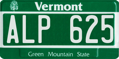 VT license plate ALP625