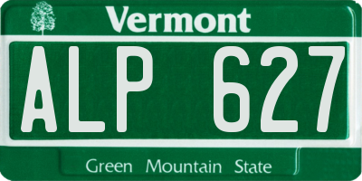 VT license plate ALP627