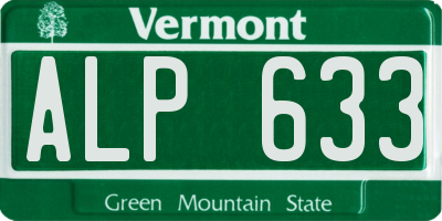 VT license plate ALP633