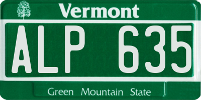 VT license plate ALP635