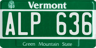 VT license plate ALP636