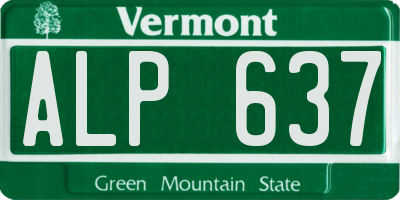 VT license plate ALP637
