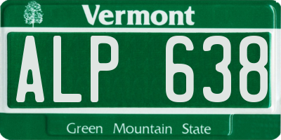 VT license plate ALP638