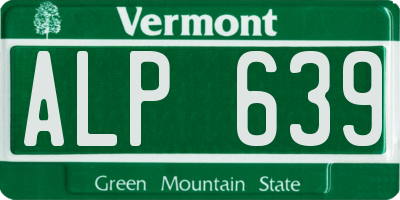 VT license plate ALP639