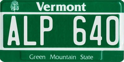 VT license plate ALP640