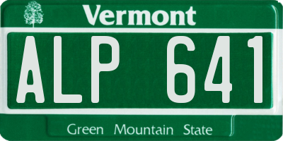 VT license plate ALP641