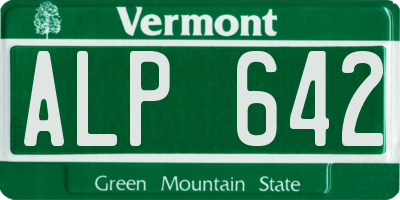 VT license plate ALP642