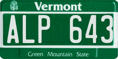 VT license plate ALP643