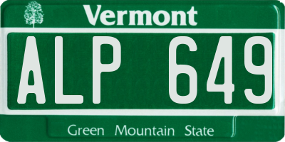 VT license plate ALP649