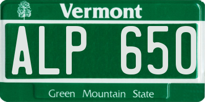 VT license plate ALP650