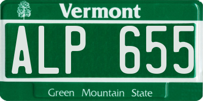 VT license plate ALP655